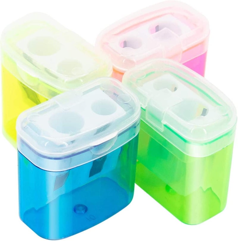 KIDMEN 24 PCS 2 Holes Small Manual Pencil Sharpener with Lid,for Kids,School - Image 3